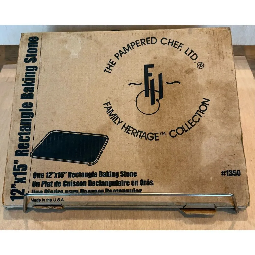Pampered Chef Family Heritage 12x15 Rectangular Baking Stone 1350 Rack Box